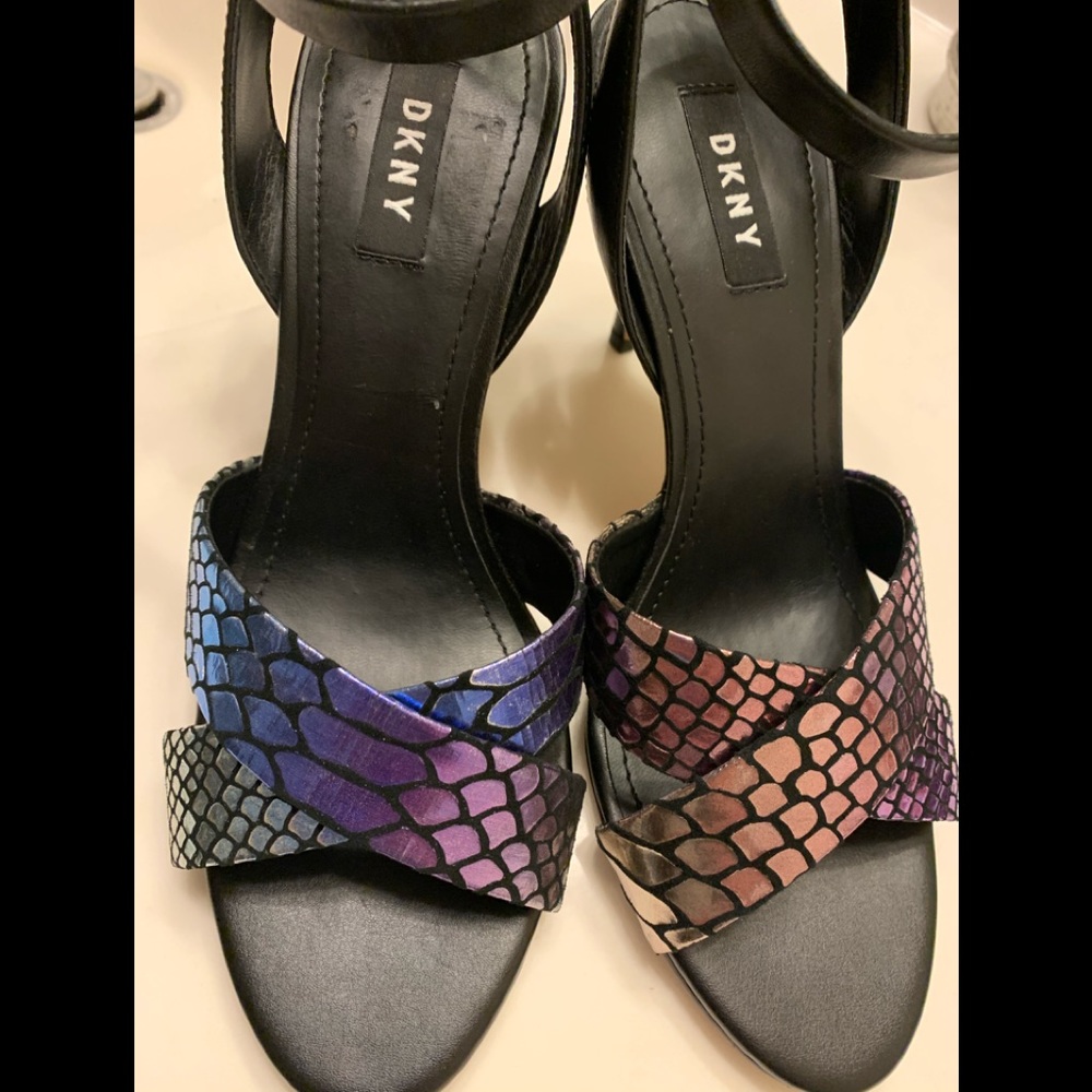 DKNY Leather Open Toe Ankle Strap Sandals